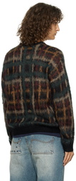 Dime Black Plaid Mohair Knit Sweater