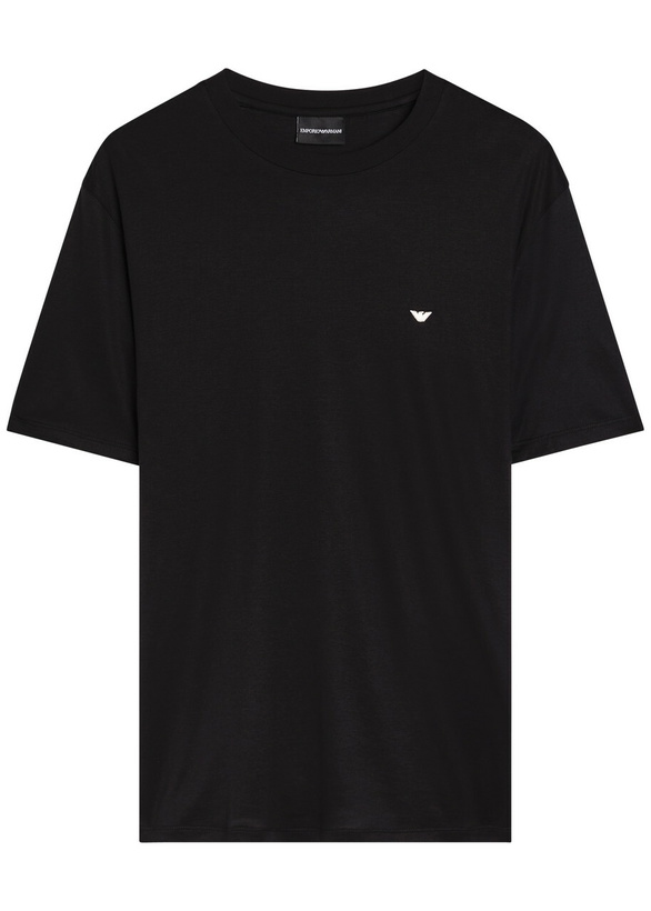 Photo: Emporio Armani Logo-embroidered Jersey T-shirt Black
