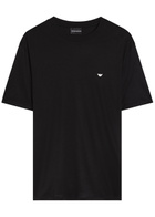 Emporio Armani Logo-embroidered Jersey T-shirt Black