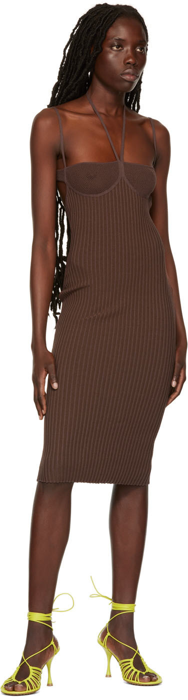 ANDREĀDAMO Brown Halter Midi Dress