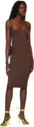 ANDREĀDAMO Brown Halter Midi Dress