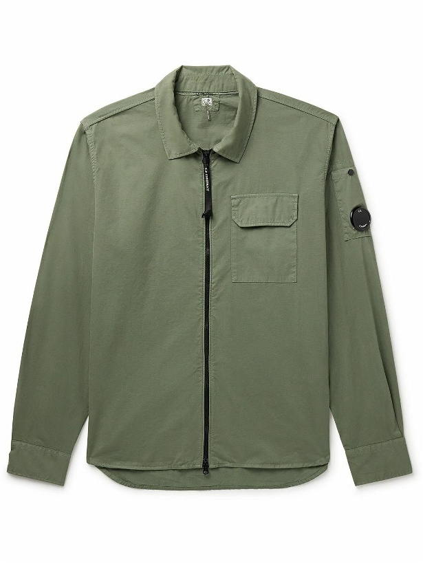 Photo: C.P. Company - Logo-Appliquéd Garment-Dyed Cotton-Gabardine Overshirt - Green