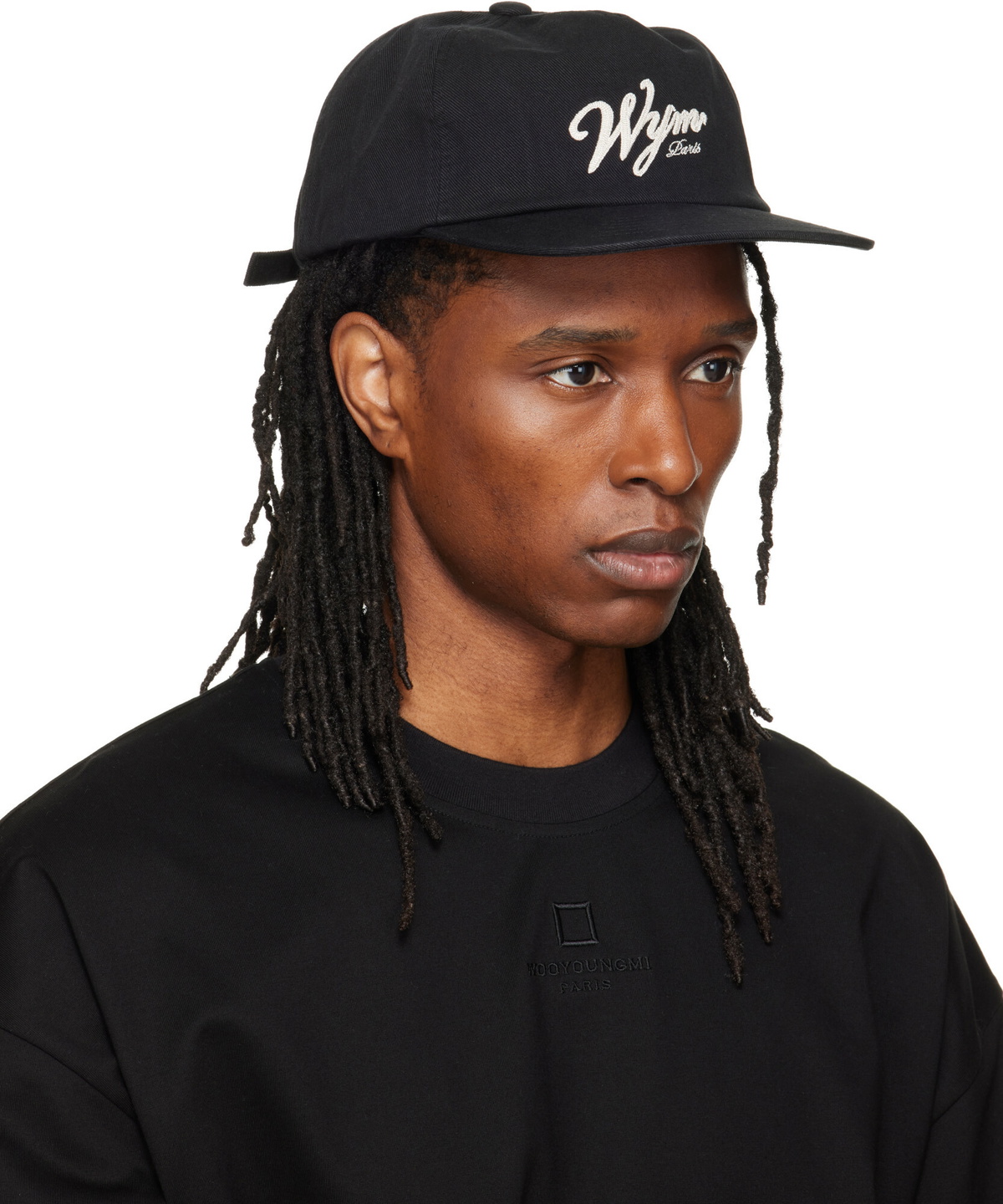 WOOYOUNGMI Black Flat Visor Baseball Cap