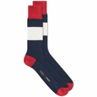 YMC Men's Rib Sport Sock in Navy