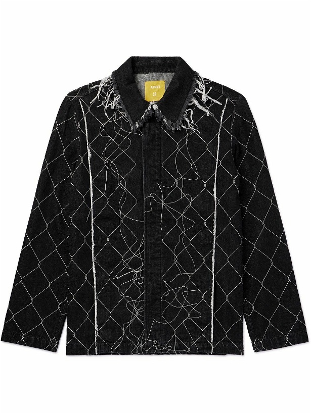 Photo: AIREI - Embroidered Organic Denim Jacket - Black