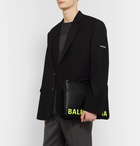 Balenciaga - Logo-Print Full-Grain Leather Pouch - Black