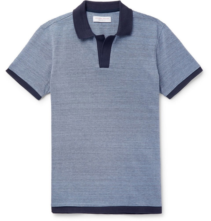 Photo: Orlebar Brown - Slim-Fit Mélange Cotton-Piqué Polo Shirt - Blue