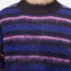 Uniform Experiment Men's Brushed Mohair Border Knit in Blue