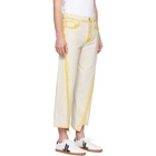 Lanvin White and Yellow Overdyed Twisted Seam Jeans