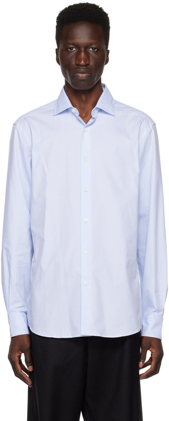 Photo: ZEGNA Blue Regular-Fit Shirt