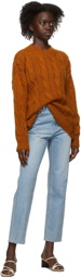 DRAE Orange Kid Mohair Cable Knit Sweater