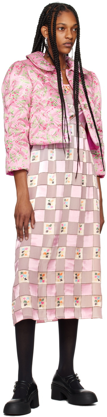 Anna Sui Pink Check Midi Dress