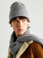 CELINE - Logo-Embroidered Ribbed Cashmere Beanie