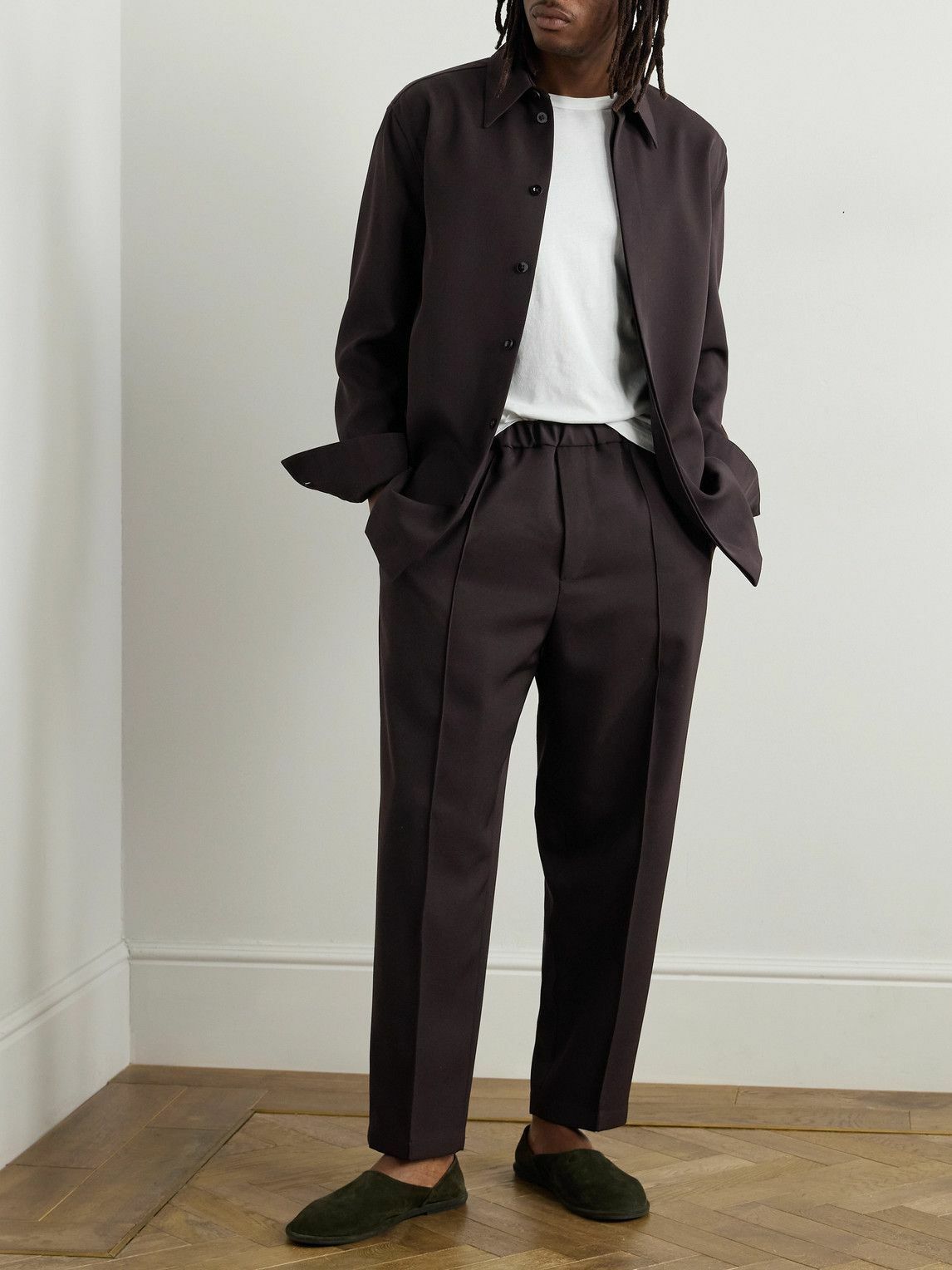Jil Sander - Tapered Cropped Gabardine Trousers - Brown