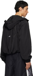 We11done Black Gathered Neck Hoodie Jacket