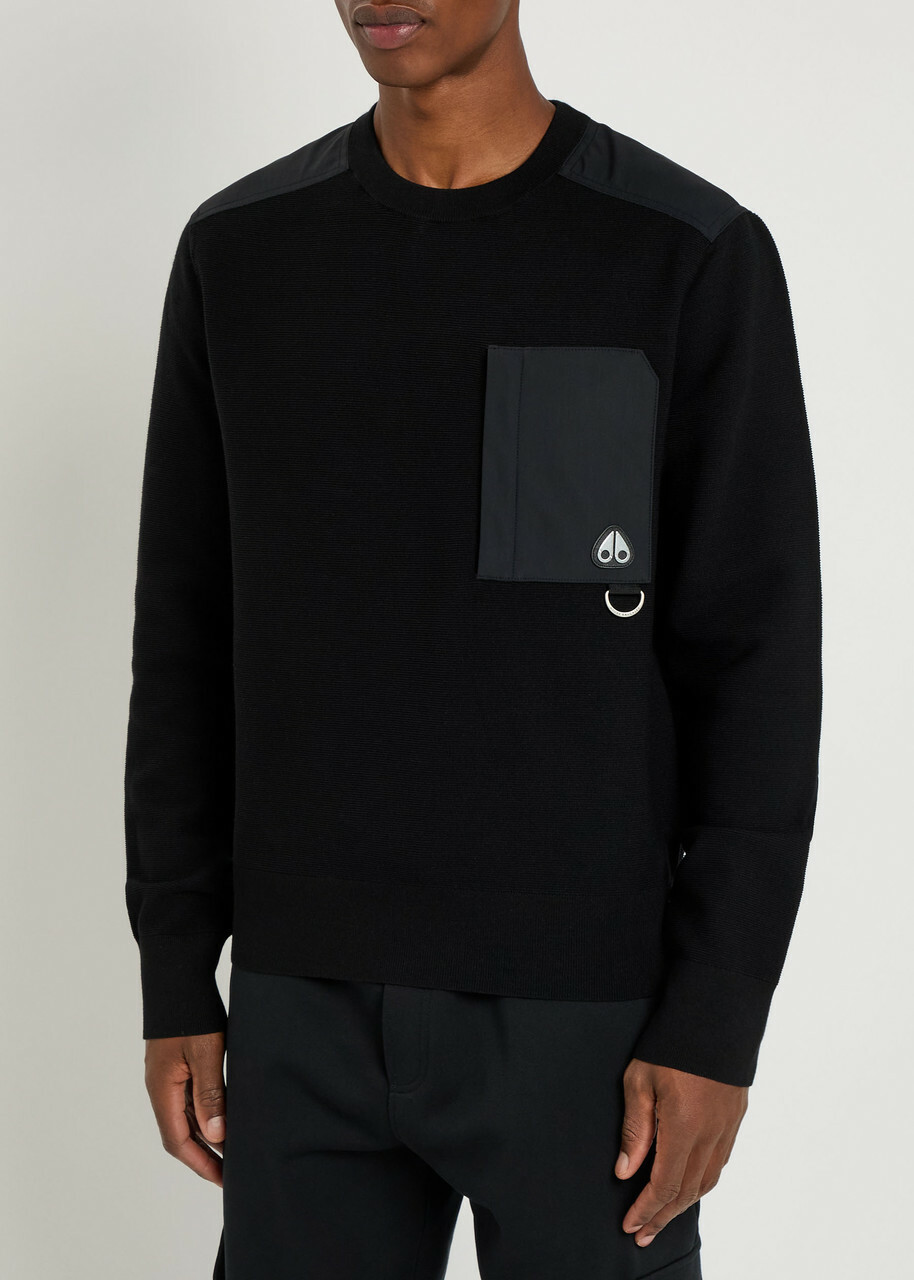 Moose Knuckles Lowan Panelled Knit Sweatshirt Black