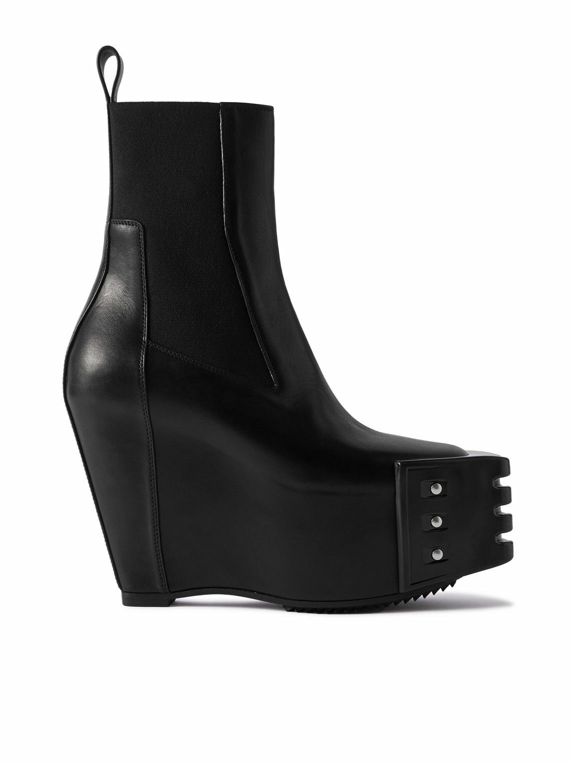 Rick Owens - Grilled Wedge Beatle Leather Platform Chelsea Boots