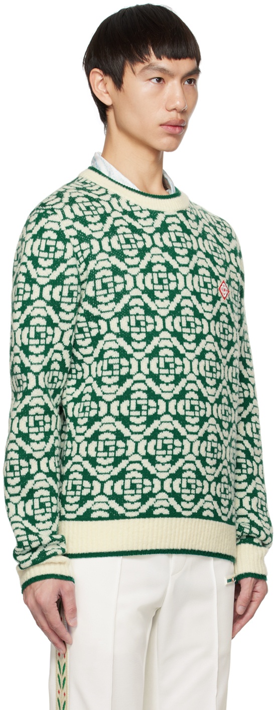 CASABLANCA Green/white Knitted Sweatshirt for Men