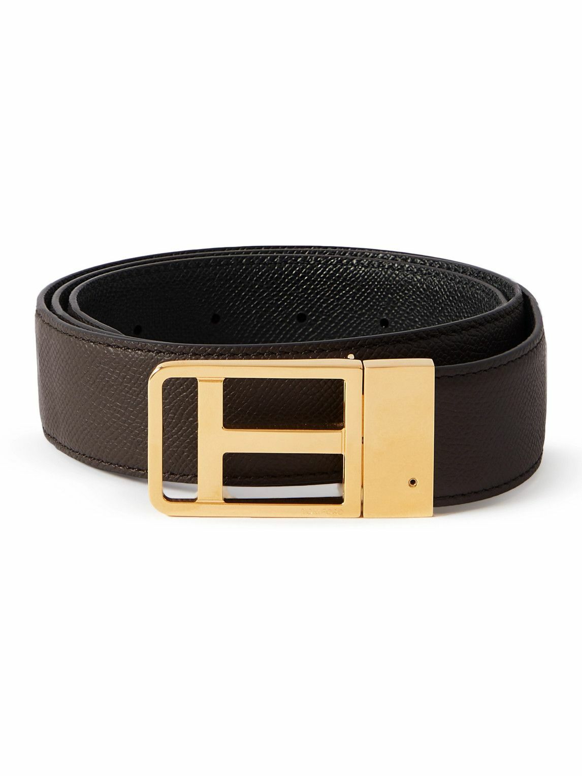 TOM FORD - 3.5cm Reversible Full-Grain Leather Belt - Brown TOM FORD