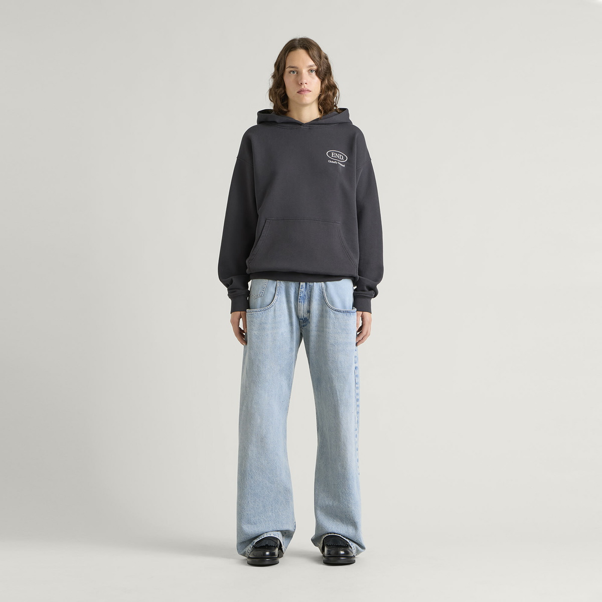 END. Worn Established Hoodie in Cinder Black