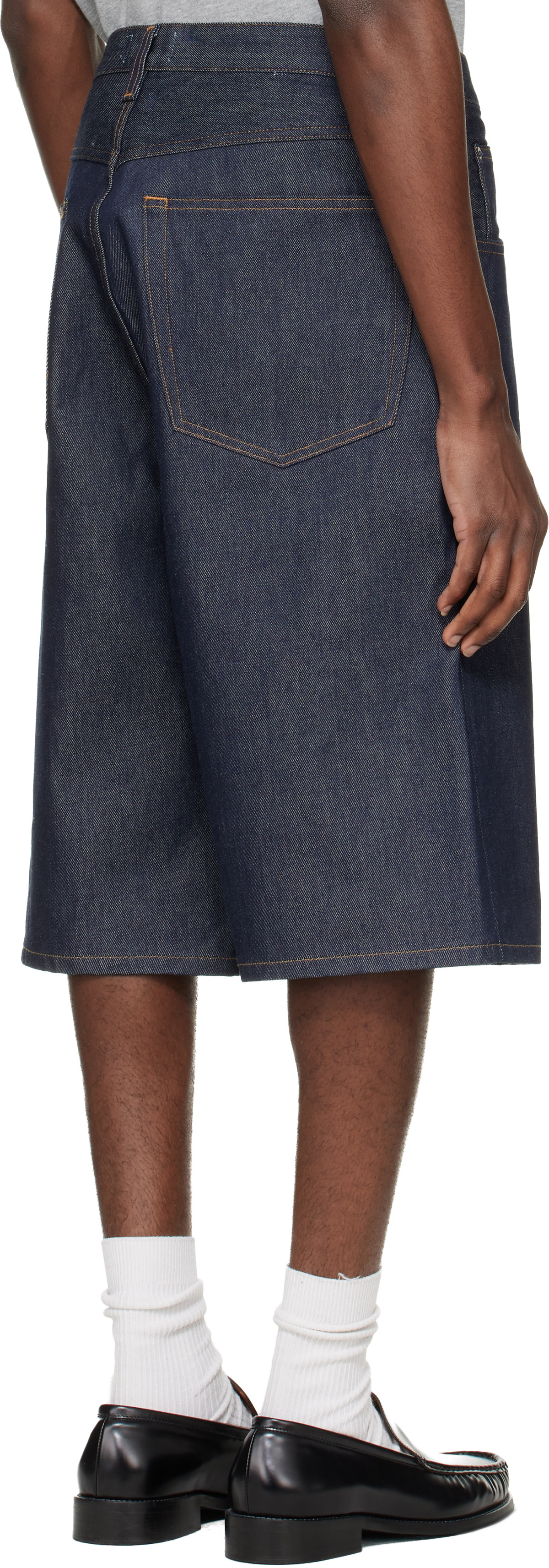 AGOLDE Navy Fusion Skater Denim Shorts