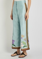 Alemais Alfie Printed Satin-twill Trousers Blue
