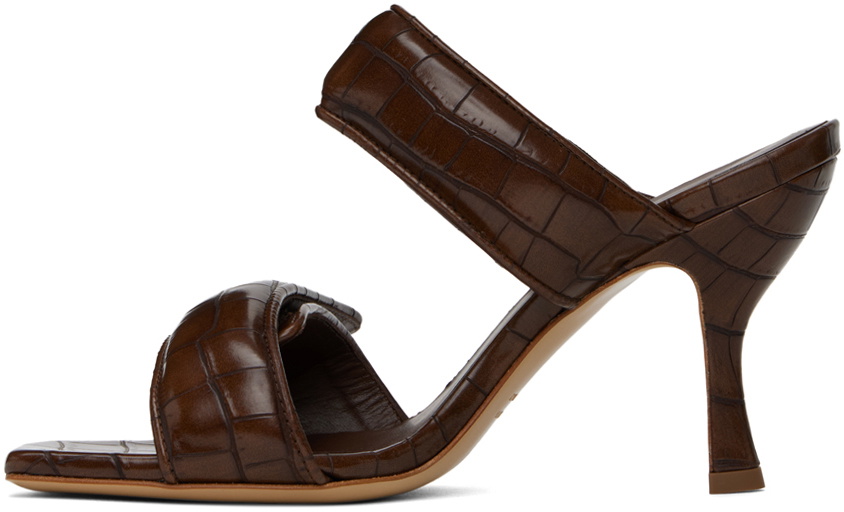 GIABORGHINI Brown Perni 03 Croc Heeled Sandals