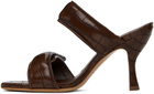GIABORGHINI Brown Perni 03 Croc Heeled Sandals