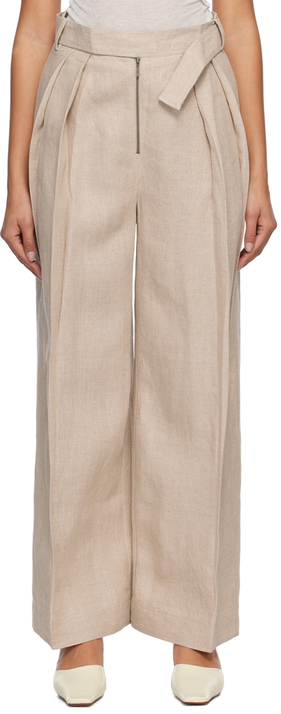 Subtle Le Nguyen Beige Pleated Trousers