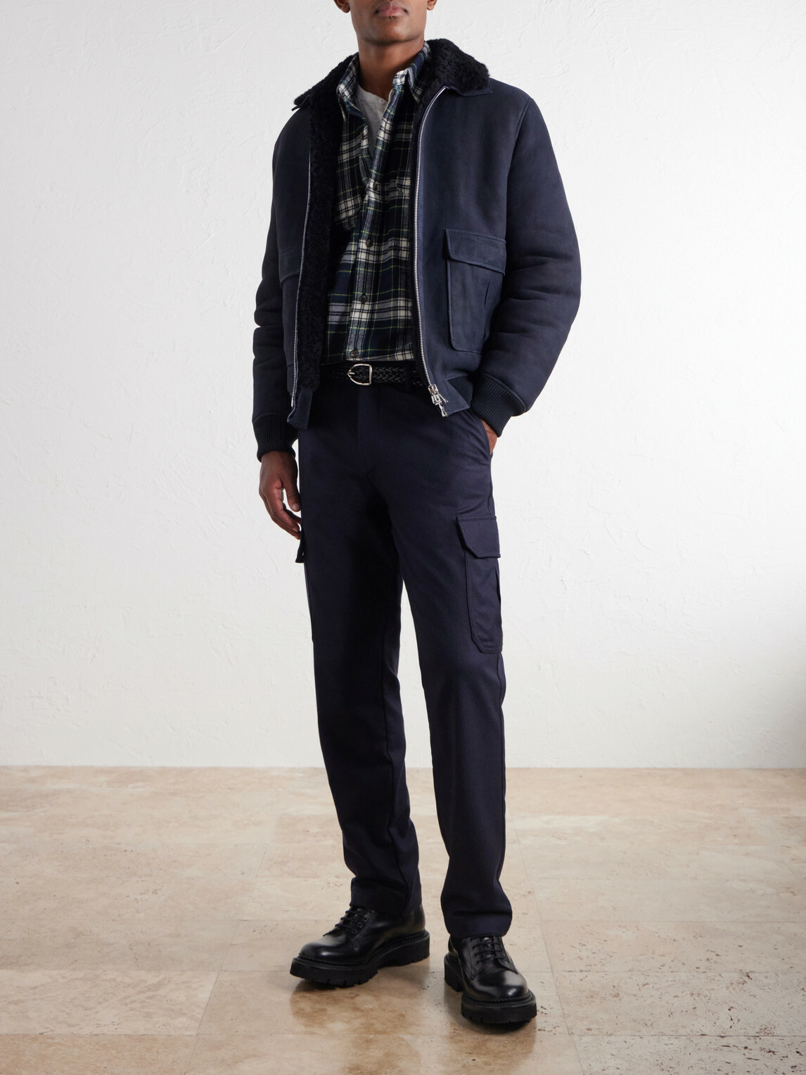 Mr P. - Straight-Leg Wool-Flannel Cargo Trousers - Blue