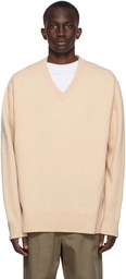 Acne Studios Beige Cashmere V-Neck Sweater