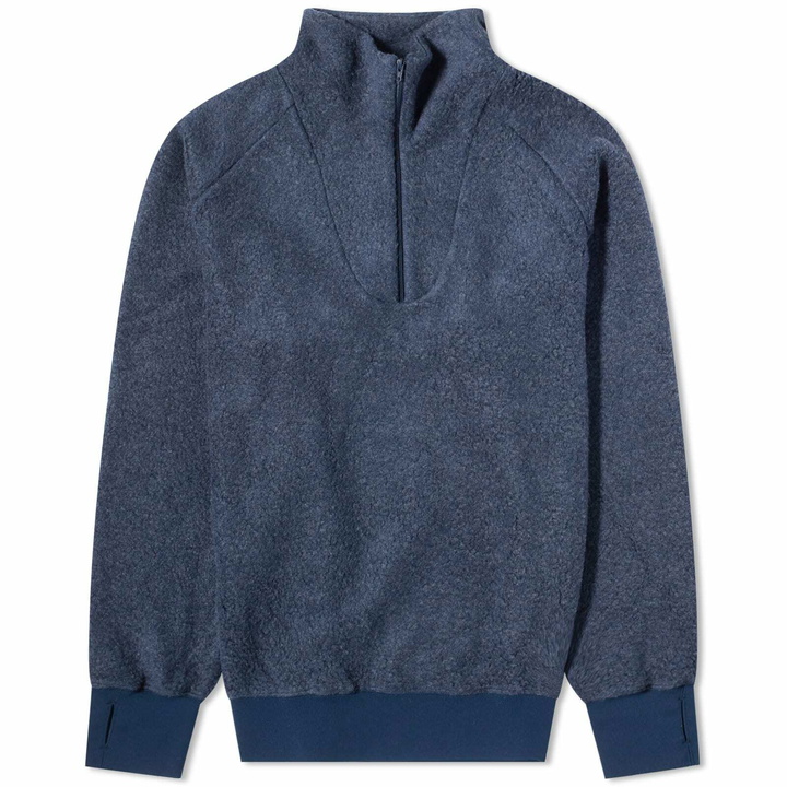 Photo: Beams Plus Men's Half Zip Popover Fleece Jacket in Navy