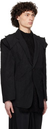 CARNET-ARCHIVE Black Wired Deconstructed Crinkled Blazer