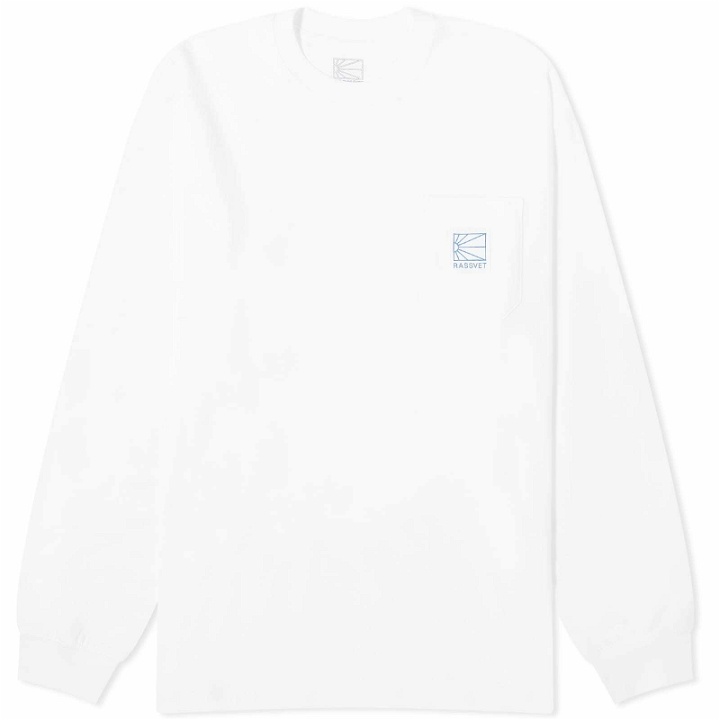 Photo: PACCBET Men's Pocket Tag Long Sleeve T-Shirt in White