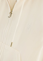 Juicy Couture Robertson Hooded Velour Sweatshirt Cream