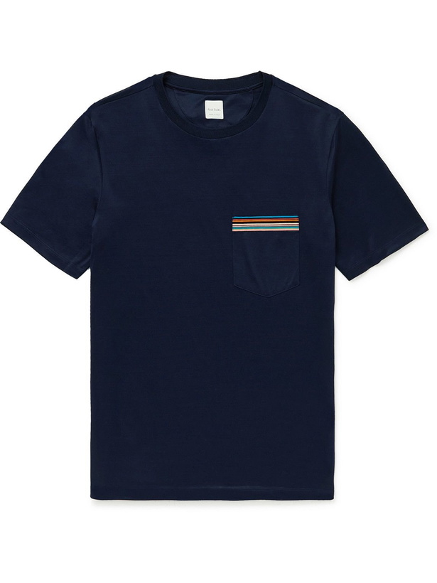 Photo: Paul Smith - Striped Cotton-Jersey T-Shirt - Blue