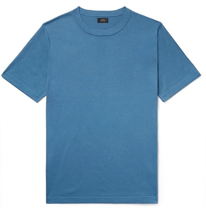 Photo: J.Crew - Pima Cotton and Silk-Blend T-Shirt - Blue