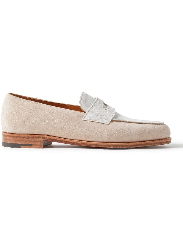 Photo: John Lobb - Lopez Suede Penny Loafers - White