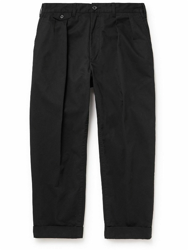 Photo: Beams Plus - 2 Pleats Tapered Pleated Cotton-Blend Twill Trousers - Black