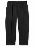 Beams Plus - 2 Pleats Tapered Pleated Cotton-Blend Twill Trousers - Black