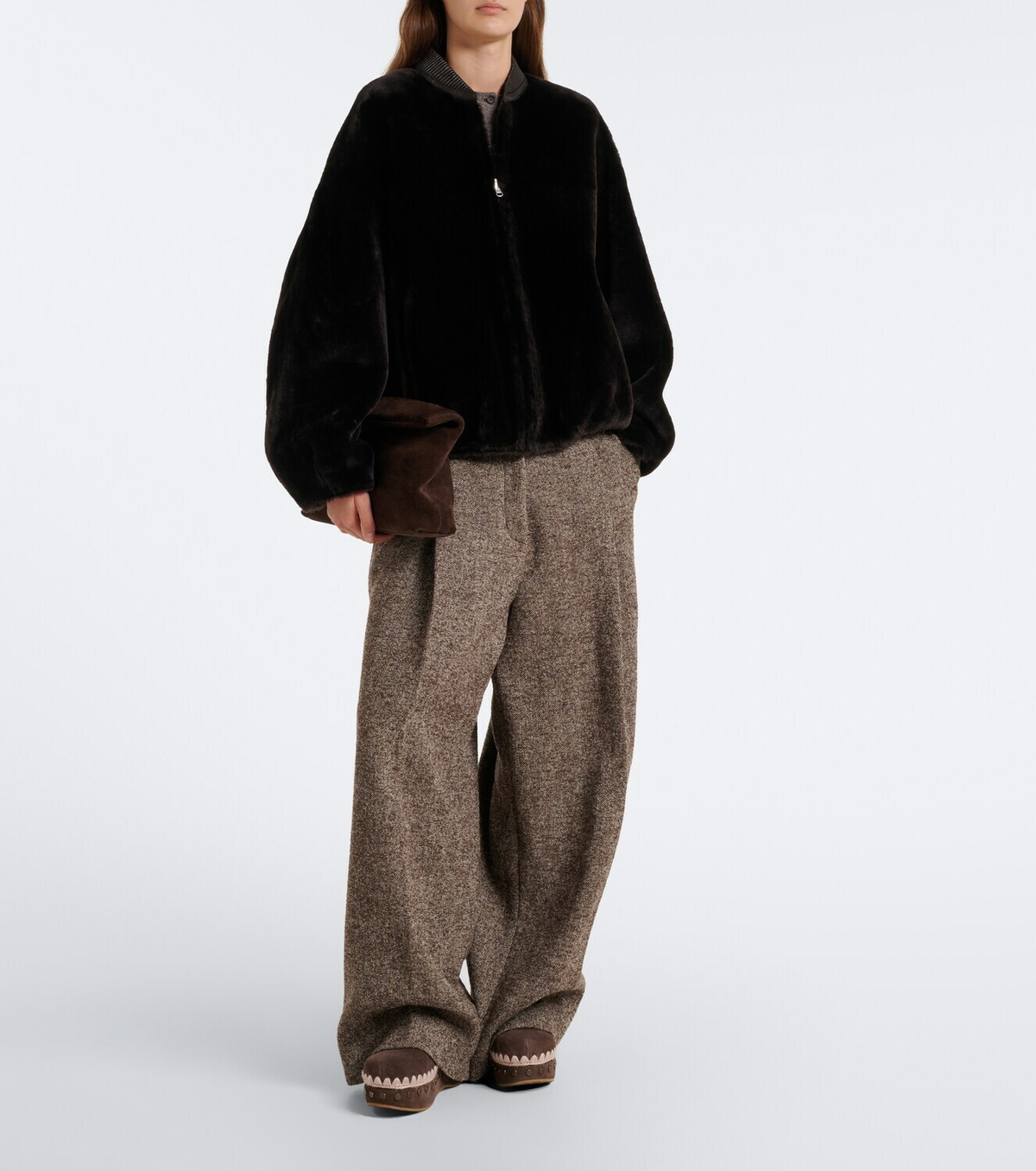 Mou Shearling-lined suede clogs
