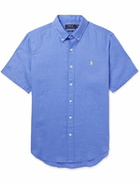 Polo Ralph Lauren - Button-Down Collar Logo-Embroidered Linen Shirt - Blue