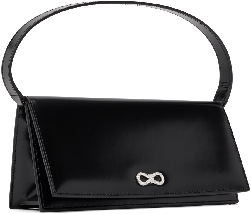 MACH & MACH Black Crystal Bow Baguette Bag
