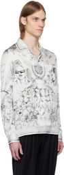 Casablanca White & Gray Tattoo Silk Shirt