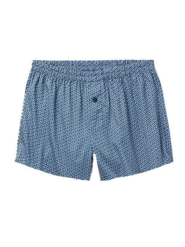 Photo: Zimmerli - Printed Cotton-Sateen Boxer Shorts - Blue