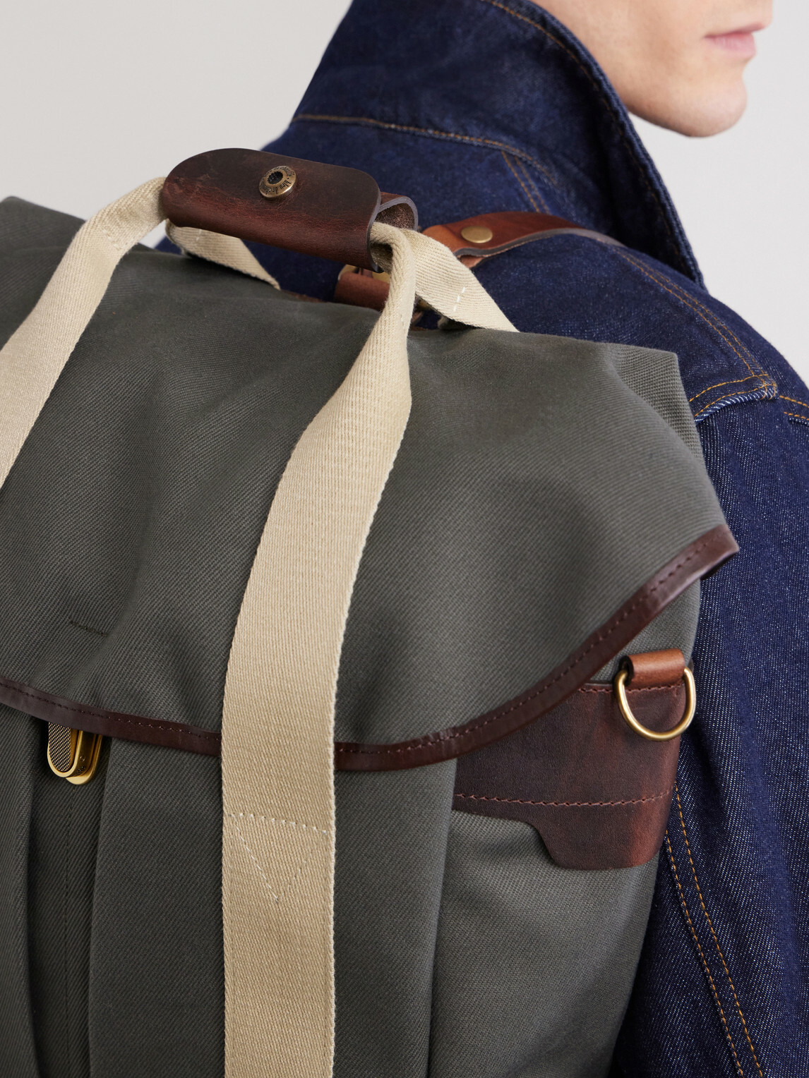 Bleu de Chauffe - Chiloé Leather-Trimmed Waxed Cotton-Canvas Backpack
