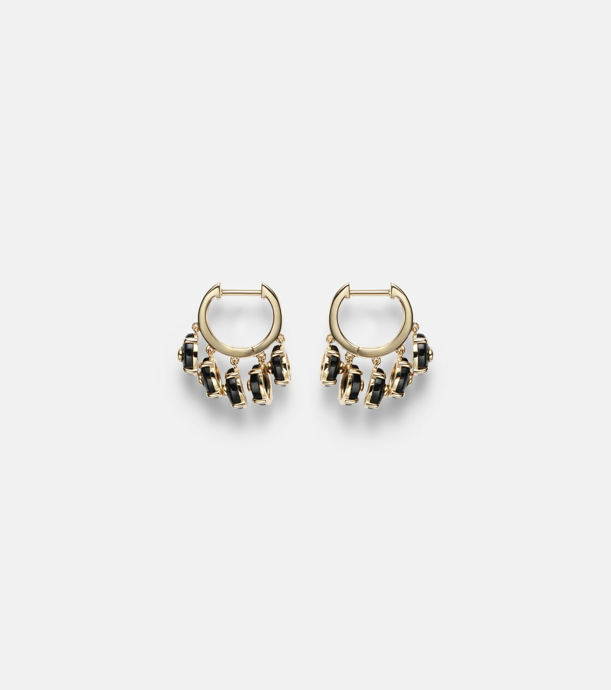 Sydney Evan 14kt gold (585/1000) hoop earrings with onyx and diamonds