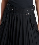 Sacai Belted cotton-blend gabardine midi skirt