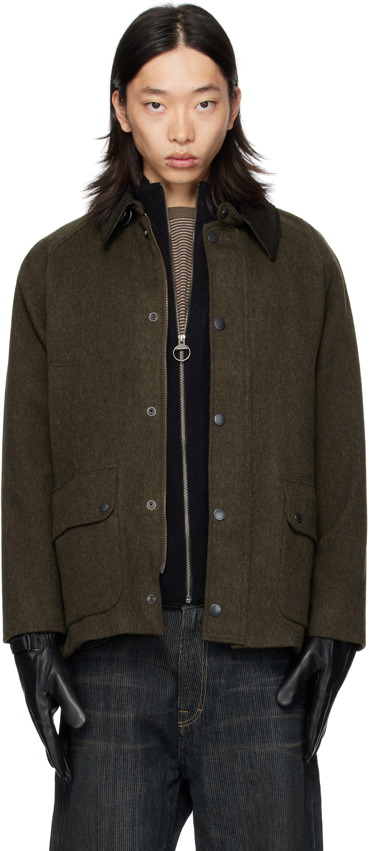 Barbour Khaki Modified Bedale Wool Jacket Barbour