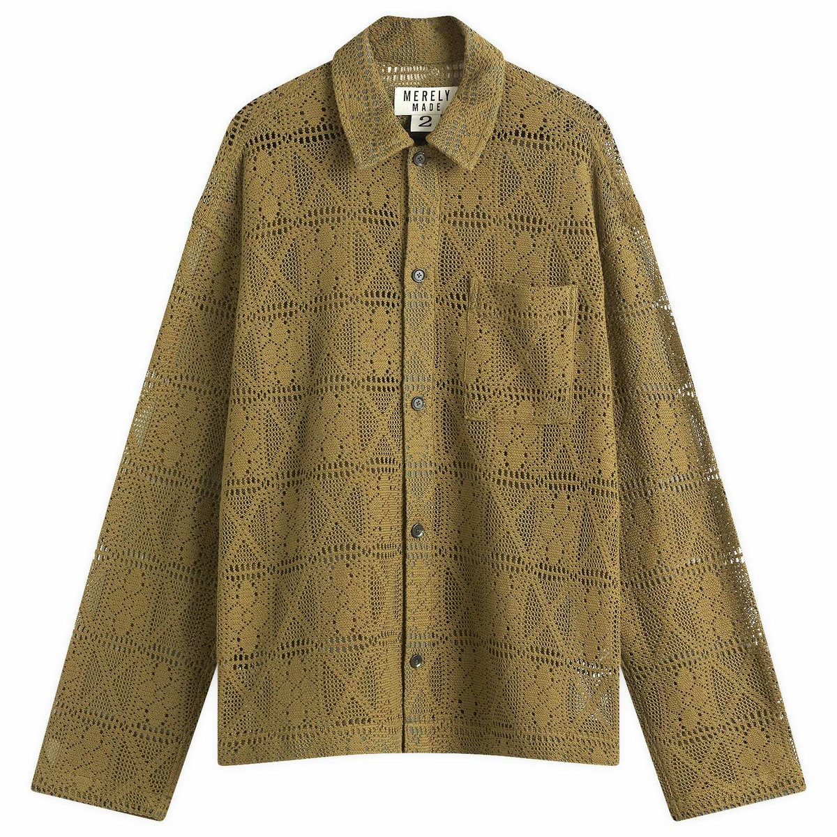 Merely Made Men's Knit Flower Overshirt in Khaki